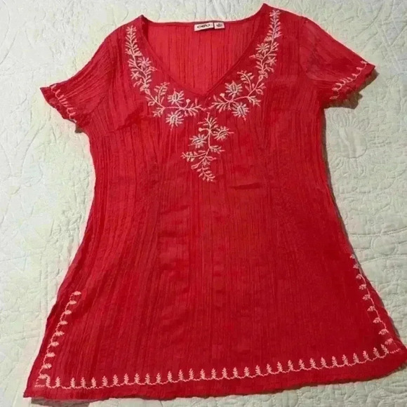 Cato Coral‎ Embroidered Blouse Size Small - Picture 1 of 5